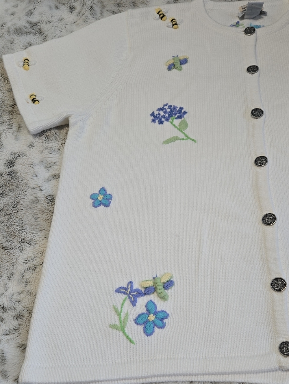 Vintage Embroidered Flower & Insect Cardigan - Picture 6 of 9